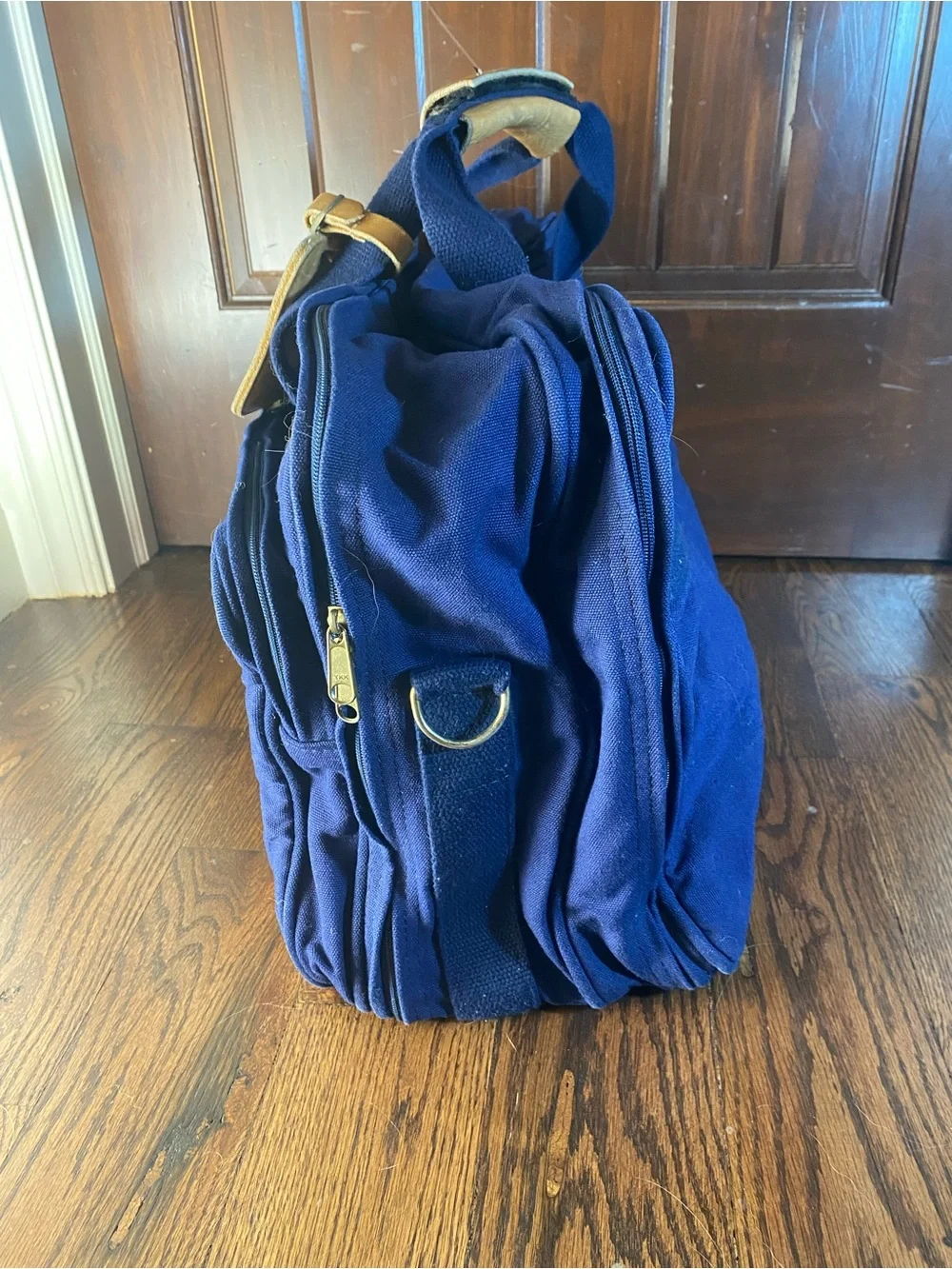 John Austin Navy Blue Duffel Travel Bag Large - 20”L X 14”H X 10”